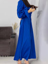 Cocolii robe longue en satin col roulé à volantée manches bouffantes femme doux élégant de soirée anniversaire cérémonie