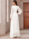 Cocolii longue robe de soirée pour mariage v-cou manches longues femme élégant décontracté bal de promo