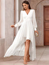 Cocolii longue robe de soirée pour mariage v-cou manches longues femme élégant décontracté bal de promo