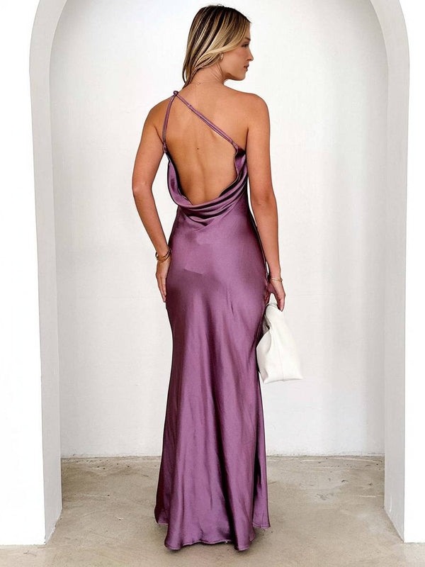 Cocolii robe demoiselle d'honneur satin dos nu à fines brides sans