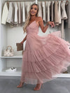 Cocolii robe longue bouffante tutu tullev-cou à fines brides dos nu femme élégant de cocktail robe de anniversaire