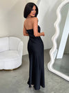 Cocolii robe longue en satin bustier dos nu sans manches femme élégant de soirée invité mariage bal de promo