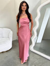 Cocolii robe longue en satin bustier dos nu sans manches femme élégant de soirée invité mariage bal de promo