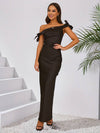 Cocolii robe demoiselle d'honneur robe en satin col bateau sans manches femme élégant de soirée invité mariage