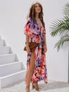 Cocolii longue robe bohème imprimé à fleurie v-cou fendu manches au coude femme boho décontracté ample hawaienne robe de plage