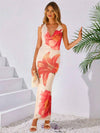 Cocolii robe longue licou moulante imprimé à fleurie sirene dos nu col bénitier sans manches femme élégant décontracté bal de promo
