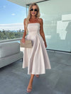 Cocolii longue robe patineuse trapèze bustier sans manches femme casual élégant bal de promo fete robe de cocktail anniversaire