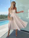 Cocolii longue robe patineuse trapèze bustier sans manches femme casual élégant bal de promo fete robe de cocktail anniversaire