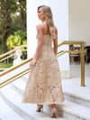 Cocolii longue robe trapèze en dentelle broderie anglaise licou dos nu sans manches femme décontracté vintage bal de promo