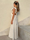 Cocolii robe longue v-cou sans manches cross à volantée dos nu femme casual doux bohème décontracté de plage