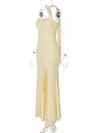 Cocolii robe longue bustier fendu le côté sans manches femme élégant bal de promo