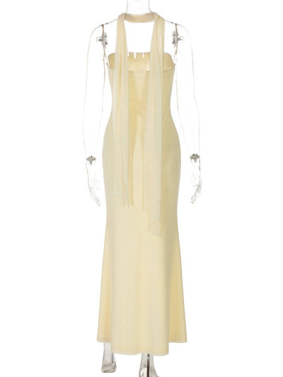 Cocolii robe longue bustier fendu le côté sans manches femme élégant bal de promo