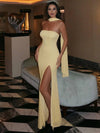 Cocolii robe longue bustier fendu le côté sans manches femme élégant bal de promo