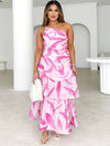 Cocolii robe longue plume motif une épaule dos nu peplum à volantée sans manches femme doux boho décontracté de plage
