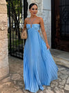 Cocolii robe longue bustier plissé licou découpes croisé dos sans manches femme casual décontracté de plage