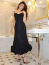 Cocolii longue fleurie robe moulante à fines brides sans manches femme doux élégant vintage bal de promo de cocktail