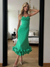 Cocolii longue fleurie robe moulante à fines brides sans manches femme doux élégant vintage bal de promo de cocktail