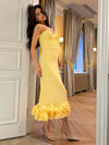 Cocolii longue fleurie robe moulante à fines brides sans manches femme doux élégant vintage bal de promo de cocktail