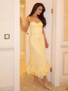 Cocolii longue fleurie robe moulante à fines brides sans manches femme doux élégant vintage bal de promo de cocktail