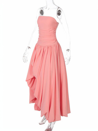 Cocolii longue robe bal de promo bustier irrégulière fendu le côté fluide sans manches femme élégan de soirée anniversaire