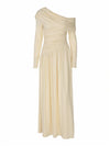 Cocolii robe longue femme une épaule drapée fluide manches longues élégant robe de soirée cérémonie bal de promo