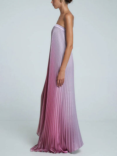 Cocolii robe longue de soirée couleur dégradé plissé bustier sans manches élégant bal de promo cérémonie robe de plage