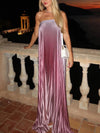 Cocolii robe longue de soirée couleur dégradé plissé bustier sans manches élégant bal de promo cérémonie robe de plage