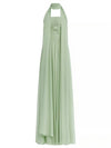 Cocolii longue robe de soirée mousseline plissée fluide nœud bustier sans manches femme bal de promo cérémonie