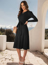 Cocolii robe pull femme en maille trapèze ceinture col rond manches bouffantes manches longues doux élégant d'hiver