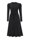Cocolii robe pull femme en maille trapèze ceinture col rond manches bouffantes manches longues doux élégant d'hiver