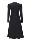 Cocolii robe pull femme en maille trapèze ceinture col rond manches bouffantes manches longues doux élégant d'hiver
