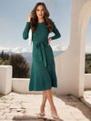 Cocolii robe pull femme en maille trapèze ceinture col rond manches bouffantes manches longues doux élégant d'hiver