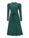 Cocolii robe pull femme en maille trapèze ceinture col rond manches bouffantes manches longues doux élégant d'hiver