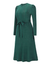 Cocolii robe pull femme en maille trapèze ceinture col rond manches bouffantes manches longues doux élégant d'hiver