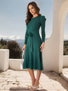 Cocolii robe pull femme en maille trapèze ceinture col rond manches bouffantes manches longues doux élégant d'hiver
