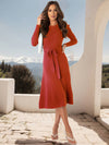 Cocolii robe pull femme en maille trapèze ceinture col rond manches bouffantes manches longues doux élégant d'hiver