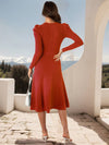 Cocolii robe pull femme en maille trapèze ceinture col rond manches bouffantes manches longues doux élégant d'hiver