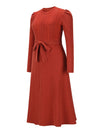 Cocolii robe pull femme en maille trapèze ceinture col rond manches bouffantes manches longues doux élégant d'hiver