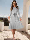 Cocolii robe pull femme en maille trapèze ceinture col rond manches bouffantes manches longues doux élégant d'hiver
