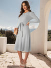 Cocolii robe pull femme en maille trapèze ceinture col rond manches bouffantes manches longues doux élégant d'hiver