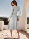 Cocolii robe pull femme en maille trapèze ceinture col rond manches bouffantes manches longues doux élégant d'hiver