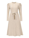 Cocolii robe pull femme en maille trapèze ceinture col rond manches bouffantes manches longues doux élégant d'hiver
