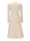 Cocolii robe pull femme en maille trapèze ceinture col rond manches bouffantes manches longues doux élégant d'hiver