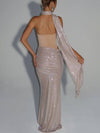 Cocolii robe de soirée femme longue bustier brillante paillette moulante découpes élégant cocktail cérémonie