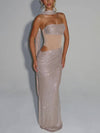 Cocolii robe de soirée femme longue bustier brillante paillette moulante découpes élégant cocktail cérémonie