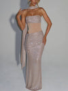 Cocolii robe de soirée femme longue bustier brillante paillette moulante découpes élégant cocktail cérémonie
