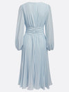 Cocolii mi-longue robe en mousseline plissée v-cou manches longues élégant décontracté de soirée robe bal de promo cérémonie