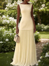 Cocolii ensemble robe de soirée trapèze col bateau sans manches femme élégant avec hauts et longue plissé jupe cérémonie