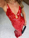 Cocolii longue robe de soirée moulante brillante paillette à fines brides v-cou sans manches élégant bal de promo pour gala