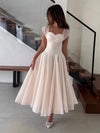 Cocolii longue robe de soirée pour mariage robe patineuse cross tulle col bateau sans manches élégant cérémonie anniversaire